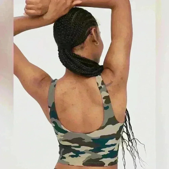 NWT OFFLINE by aerie real me low key long line sports bra XS in tan camo - Picture 3 of 15